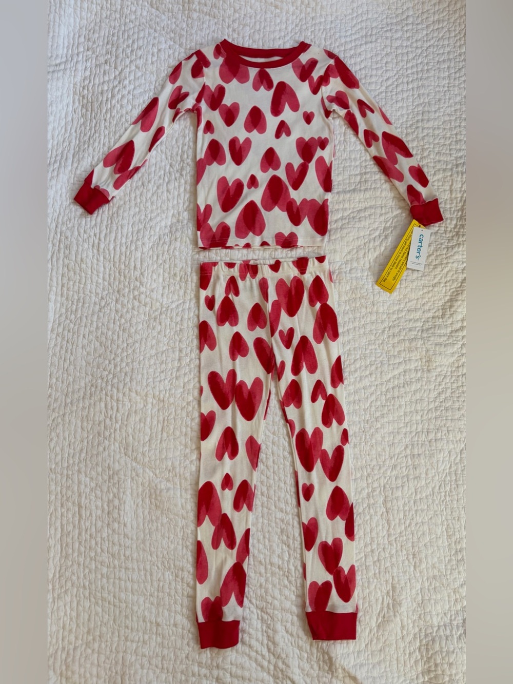 Carter's Girls’ White and Red Heart Print Two-Piece Pajama Set